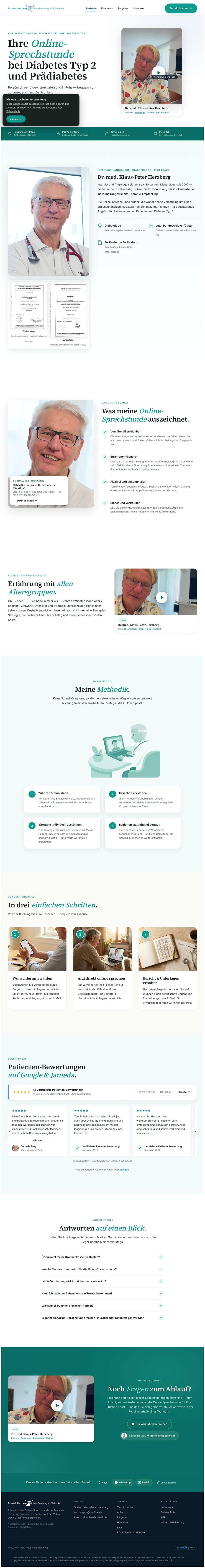 Website Dr. Herzberg — die Seite läuft durch